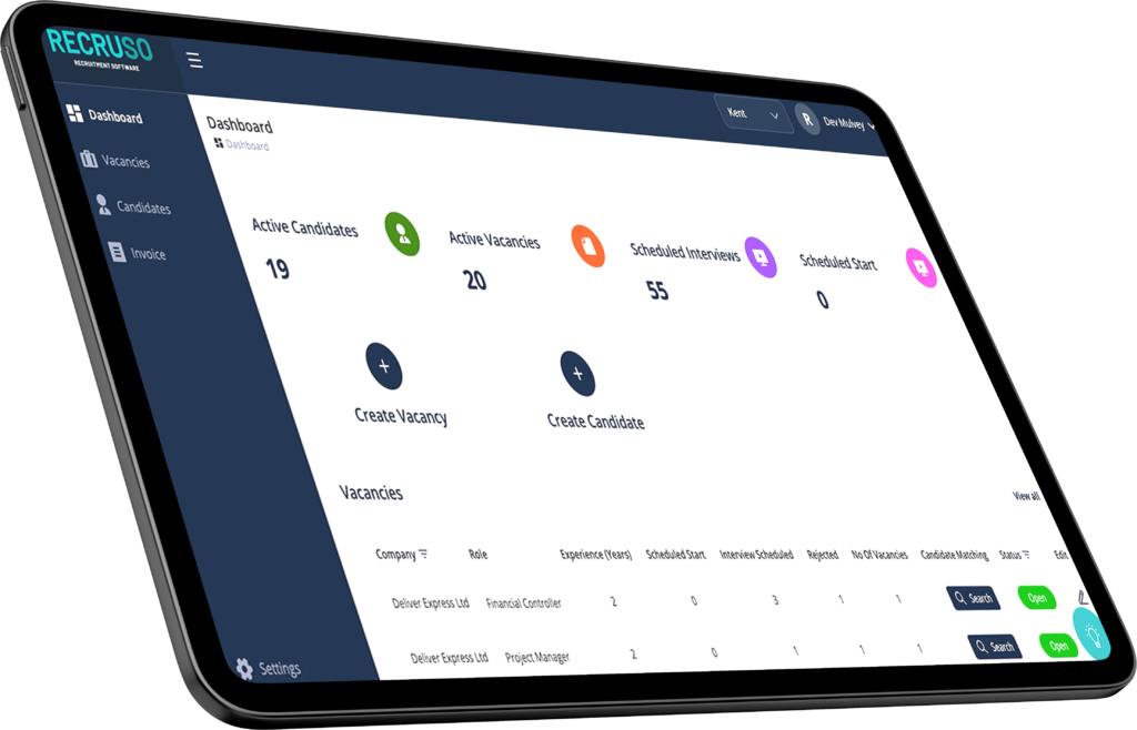 Image of Recruso Software (perm) on an iPad